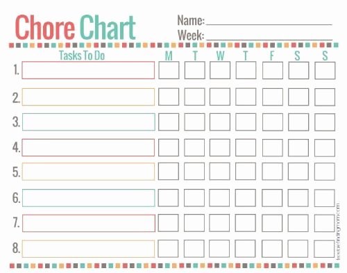 Blank Printable Chore Charts Lovely 20 Free Printable Chore Charts Cleaning Ideas