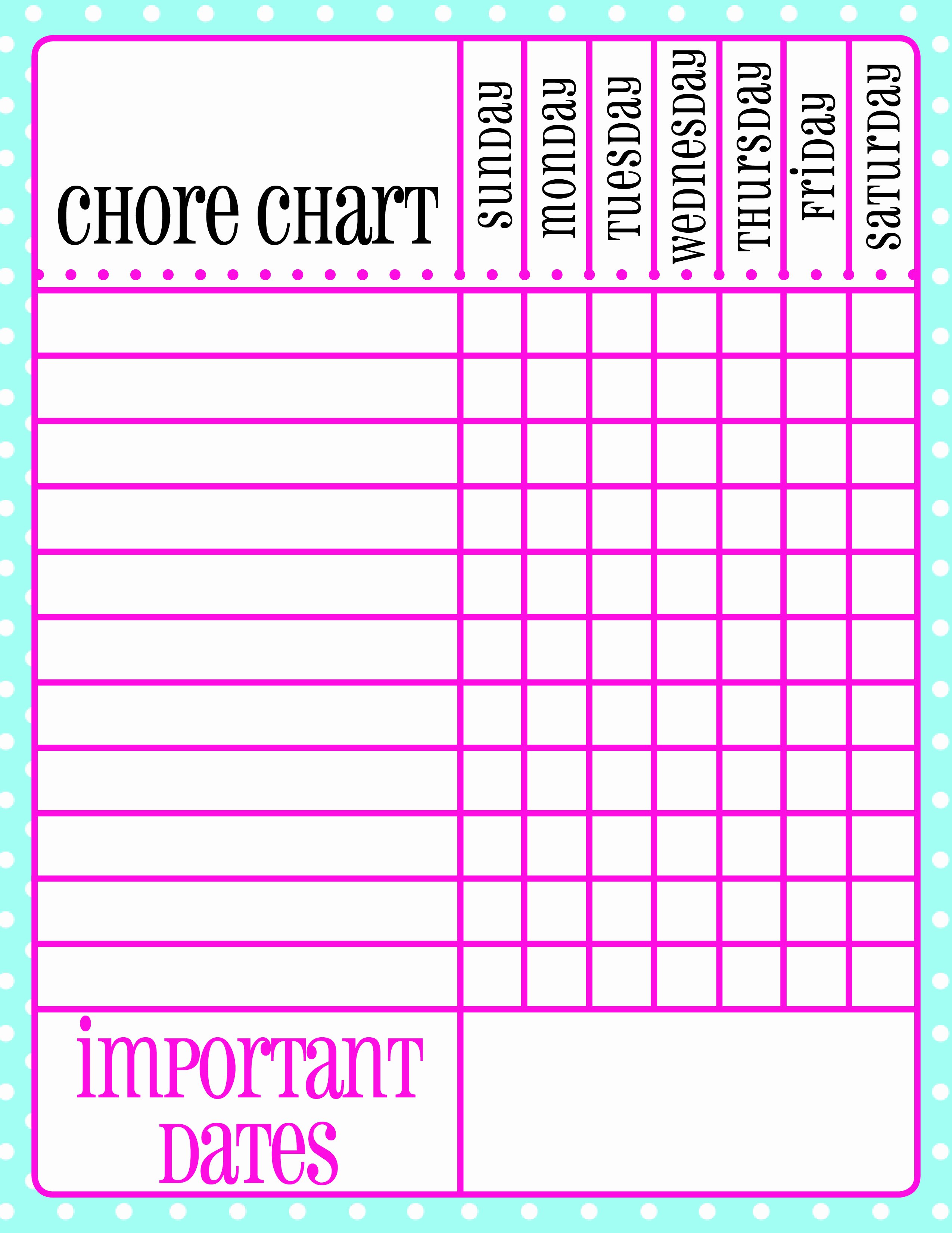 Blank Printable Chore Charts New Free Printable Chore Chart – Palm Beach Print Shop