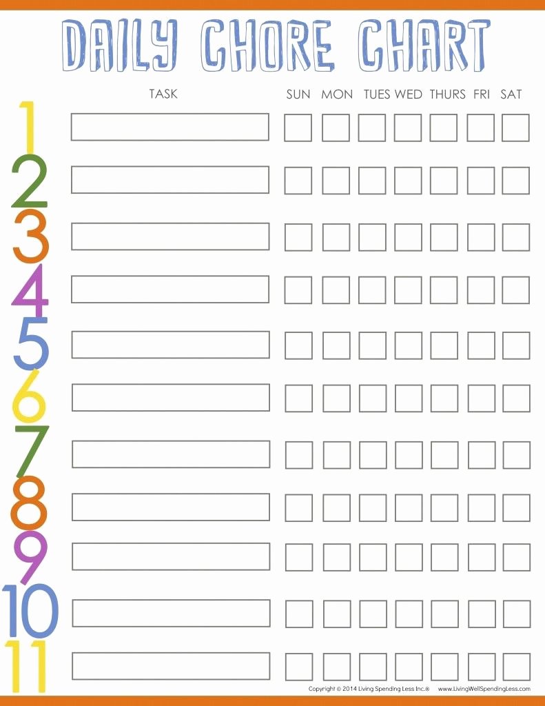 Blank Printable Chore Charts Unique 10 Cool Printable Chore Charts