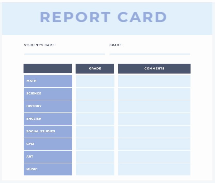 Blank Report Card Template Elegant High School Report Card Template Blank Template Imgflip