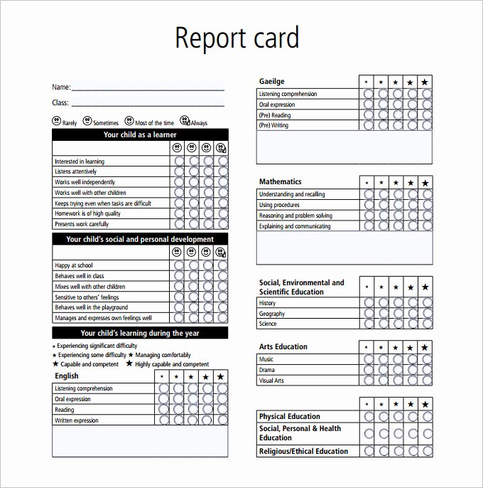 Blank Report Card Template Fresh Blank 7 Printable Report Card Template Excel Pdf source