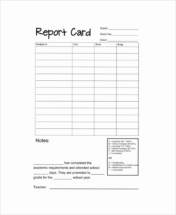Blank Report Card Template Luxury 14 Sample Report Cards Pdf Word Excel Pages