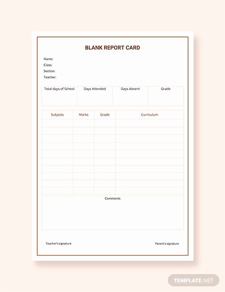 Blank Report Card Template Luxury Free Report Card Templates