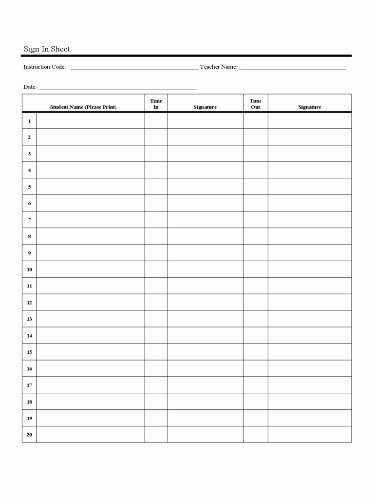 Blank Sign In Sheet Fresh 2019 Sign In Sheet Fillable Printable Pdf &amp; forms