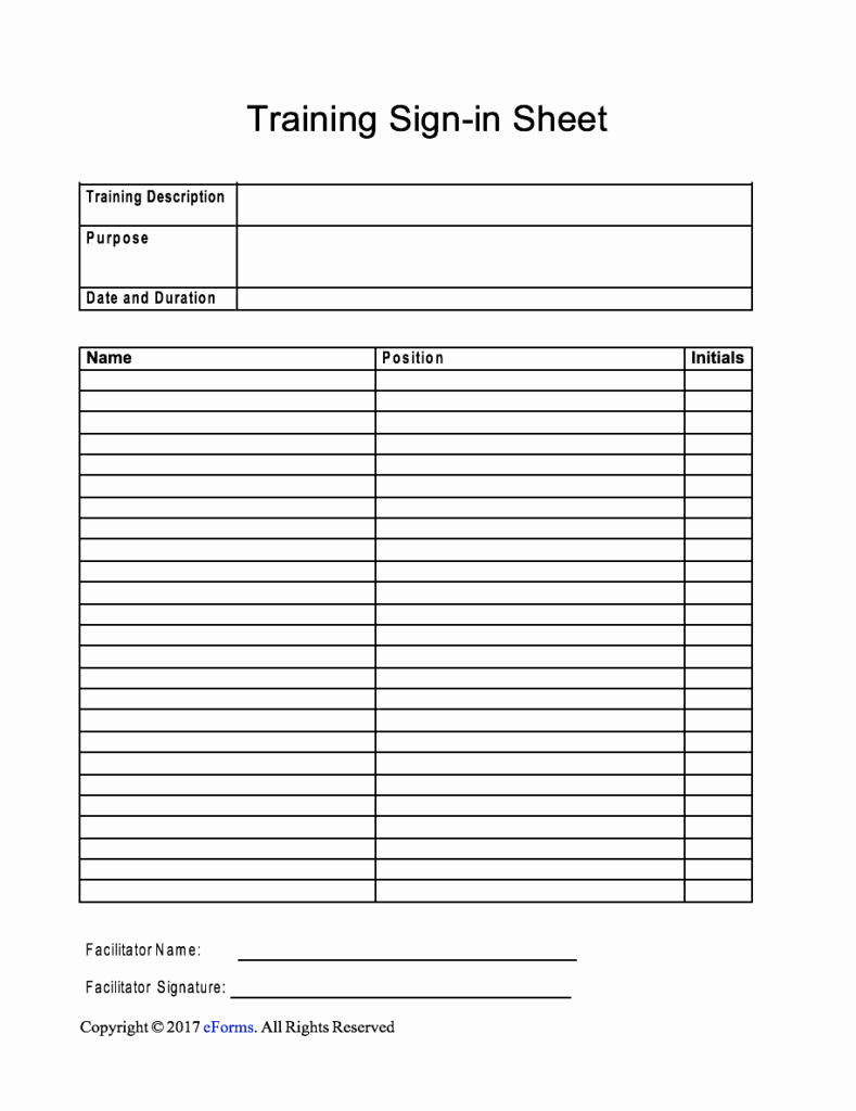 Blank Sign In Sheet Lovely Training Sign In Sheet Template