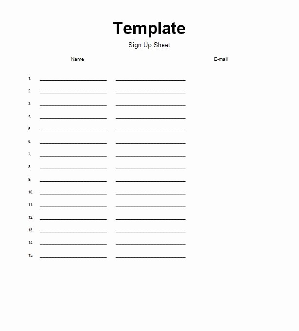 Blank Sign In Sheet Template Beautiful 40 Sign Up Sheet Sign In Sheet Templates Word &amp; Excel