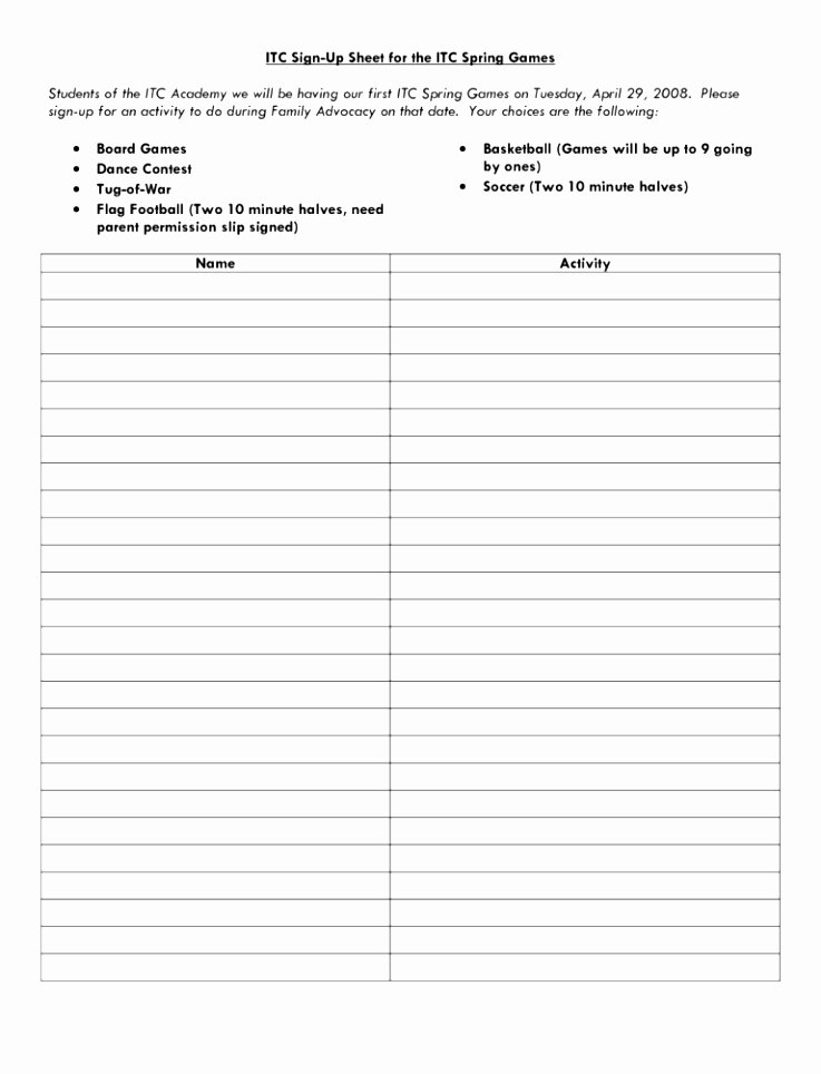 Blank Sign In Sheet Template Beautiful 6 Volunteer Schedule Template Excel Etoiw