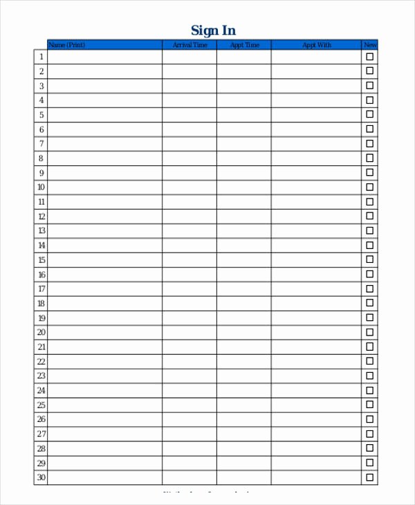 Blank Sign In Sheet Template Beautiful 8 Patient Sign In Sheet Templates