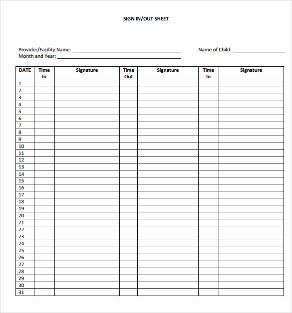 Blank Sign In Sheet Template New Sample School Sign In Sheet 12 Documents In Pdf