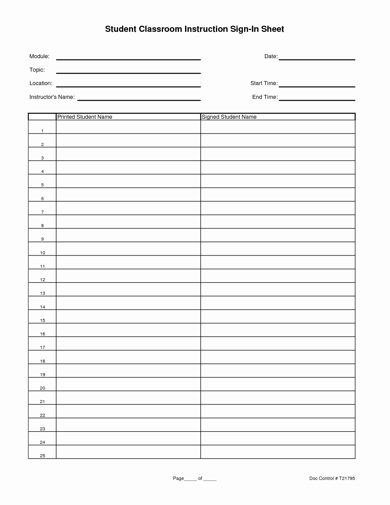 Blank Sign In Sheet Template Unique Class Sign In Sheet