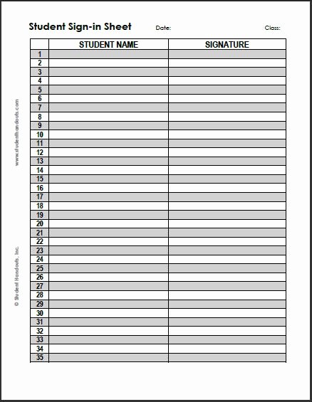 Blank Sign In Sheet Template Unique Free Blank Printable Student Sign In Sheet with 35 Rows