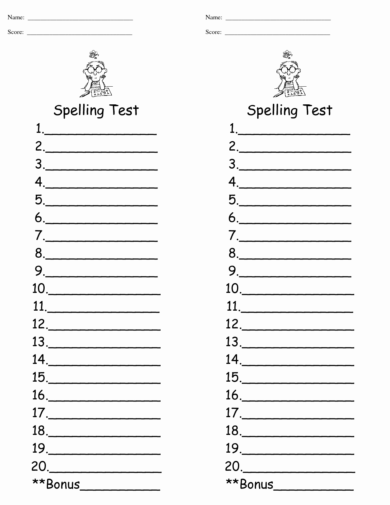 Blank Spelling Practice Worksheets Awesome Spelling Test Template
