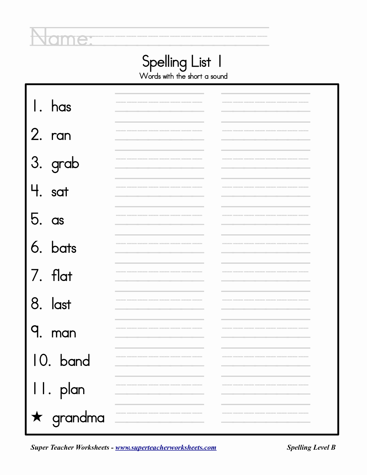 Blank Spelling Practice Worksheets Best Of 10 Best Of Free Printable Spelling Test Worksheets