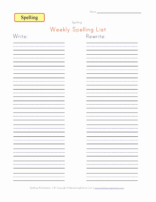 Blank Spelling Practice Worksheets Inspirational Blank Spelling Word List School