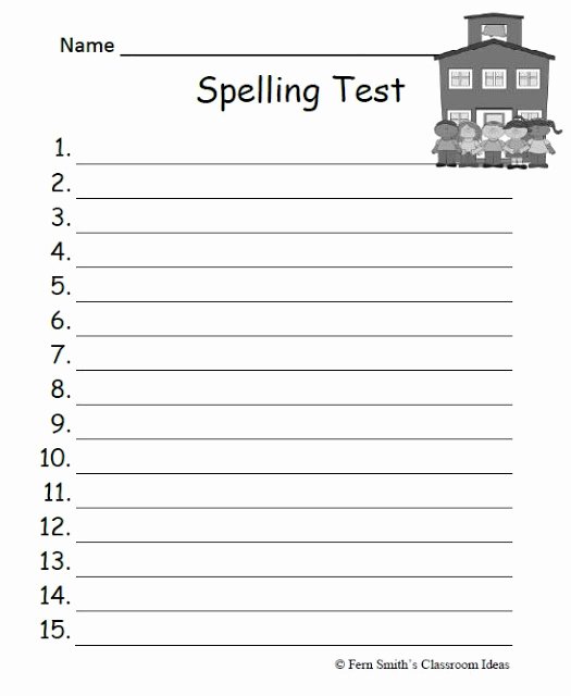 Blank Spelling Practice Worksheets Luxury Fern S Freebie Friday School themed Blank Spelling Test