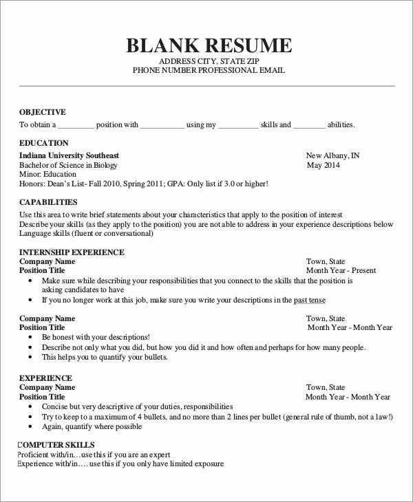 Blank Word Document Free New Free Blank Resume Templates for Microsoft Word Image