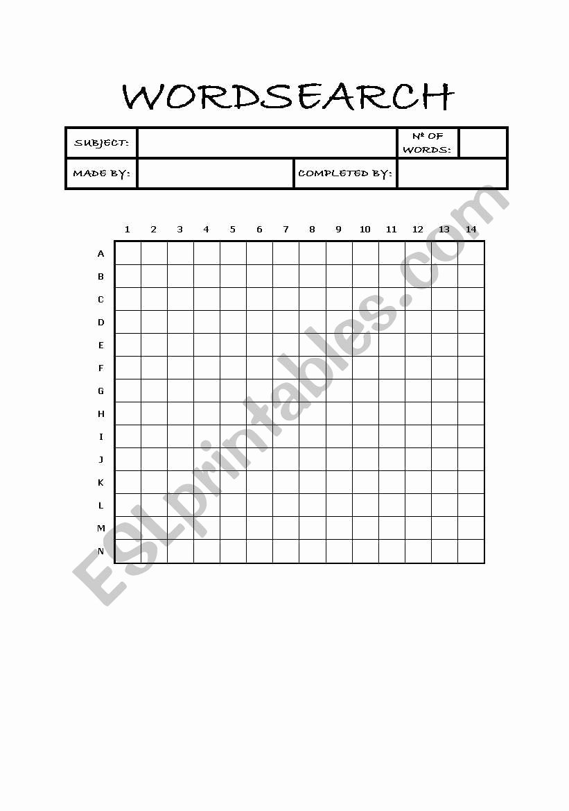 Blank Word Search Printable Awesome English Worksheets Wordsearch Blank