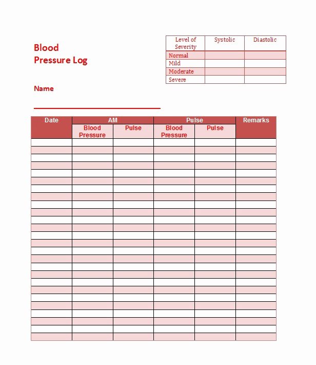 Blood Pressure Log for Patients New 30 Printable Blood Pressure Log Templates Template Lab