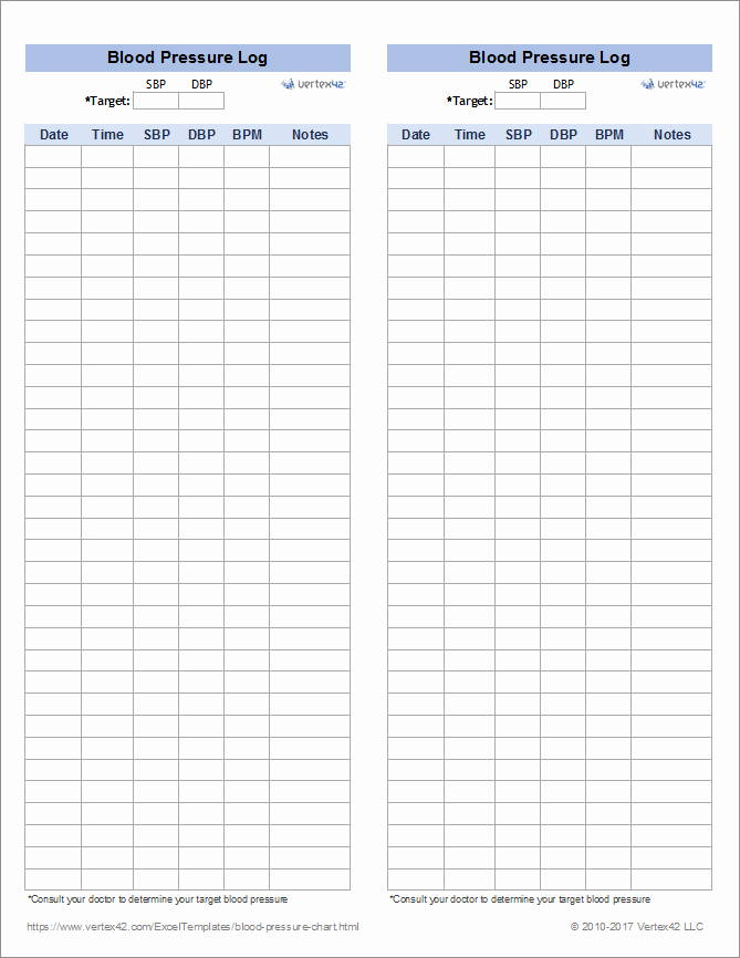 Free Printable Blood Pressure Monitoring Chart Brandsver