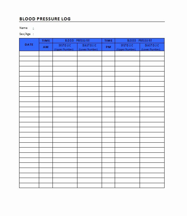Blood Pressure Record Sheet Beautiful 30 Printable Blood Pressure Log Templates Template Lab
