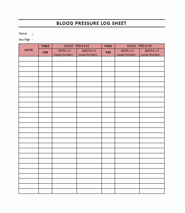 Blood Pressure Record Sheet Lovely 30 Printable Blood Pressure Log Templates Template Lab