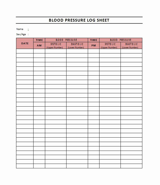 30 Blood Pressure Record Sheet Example Document Template