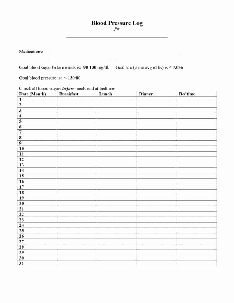 Blood Pressure Record Sheet Lovely 56 Daily Blood Pressure Log Templates [excel Word Pdf]
