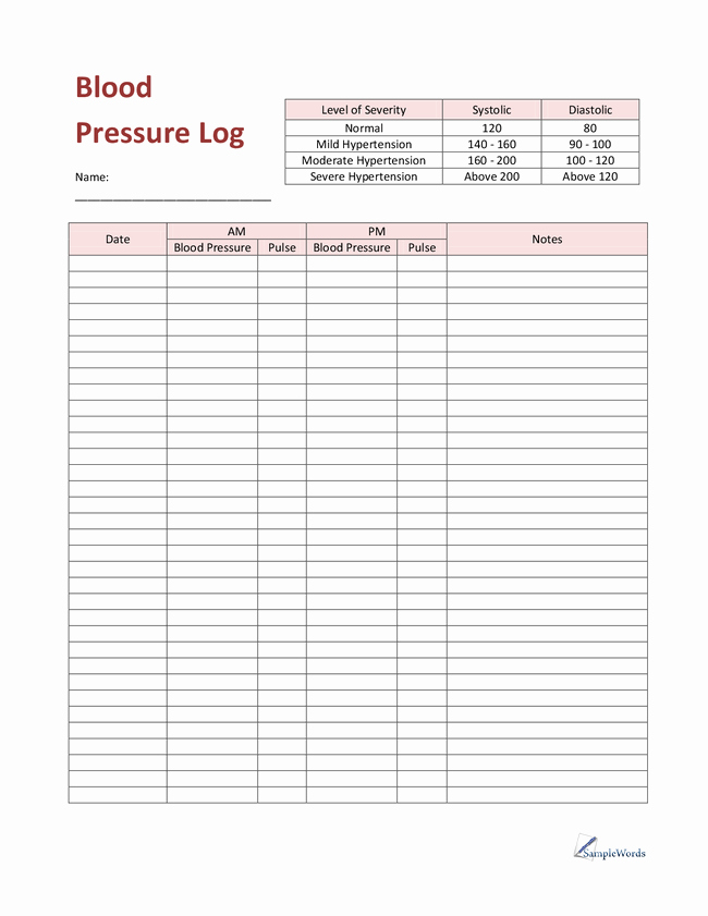 Blood Pressure Record Sheet Lovely 8 Best Of Sugar Blood Pressure Log Printable