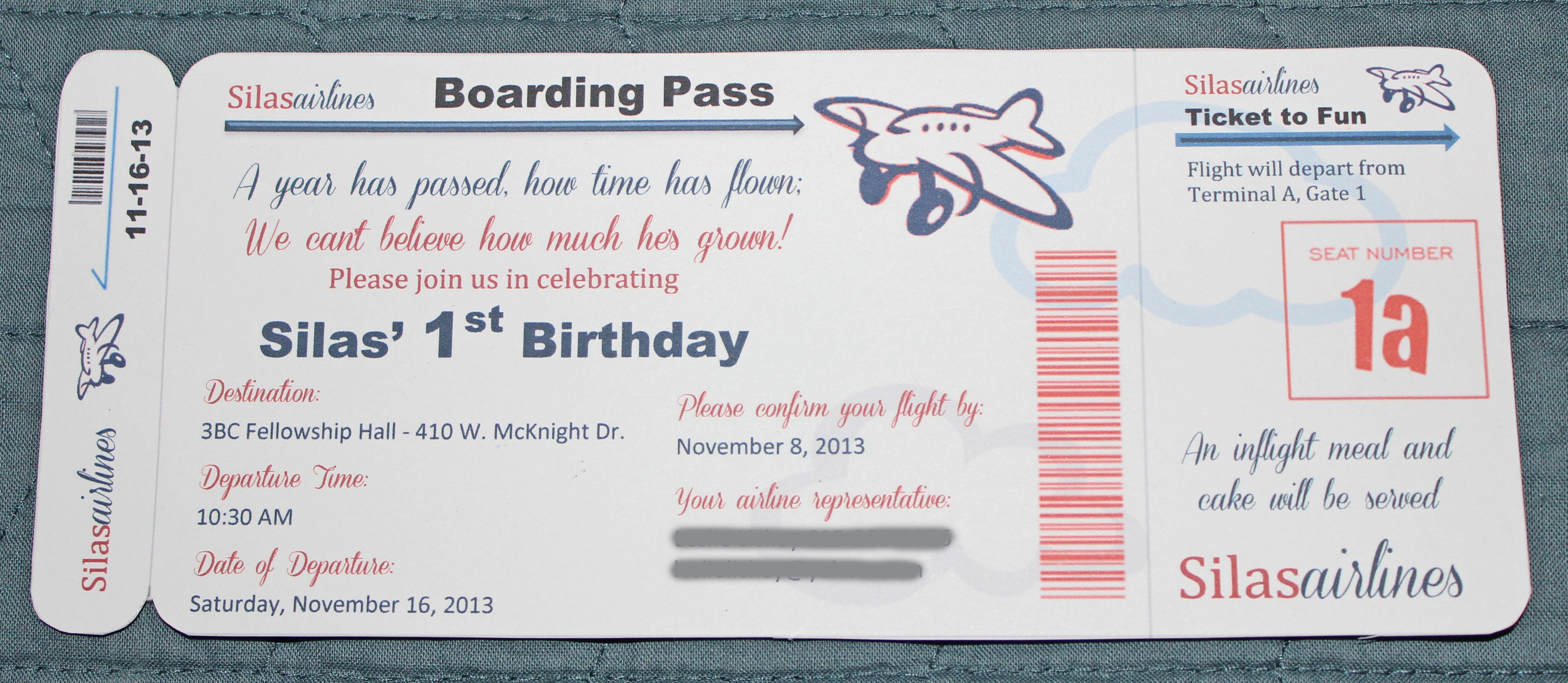Boarding Pass Birthday Invitations Best Of Pilot themed 1st Birthday Party