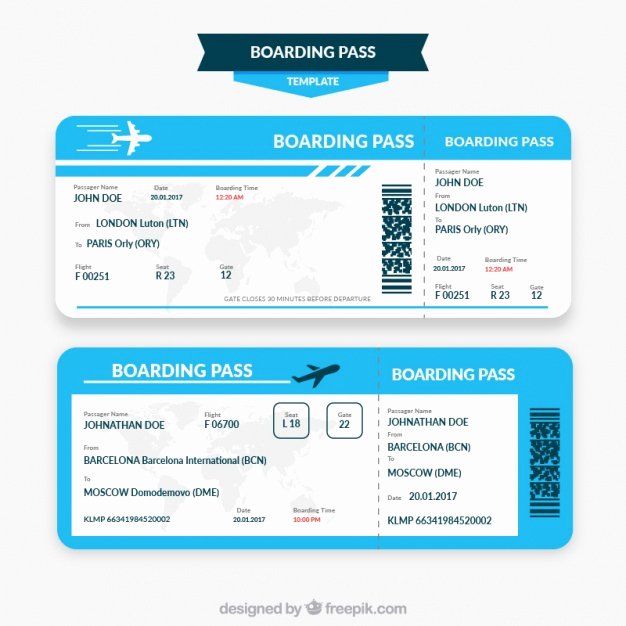 Boarding Pass Template Free Lovely Blue and White Boarding Pass Template Vector