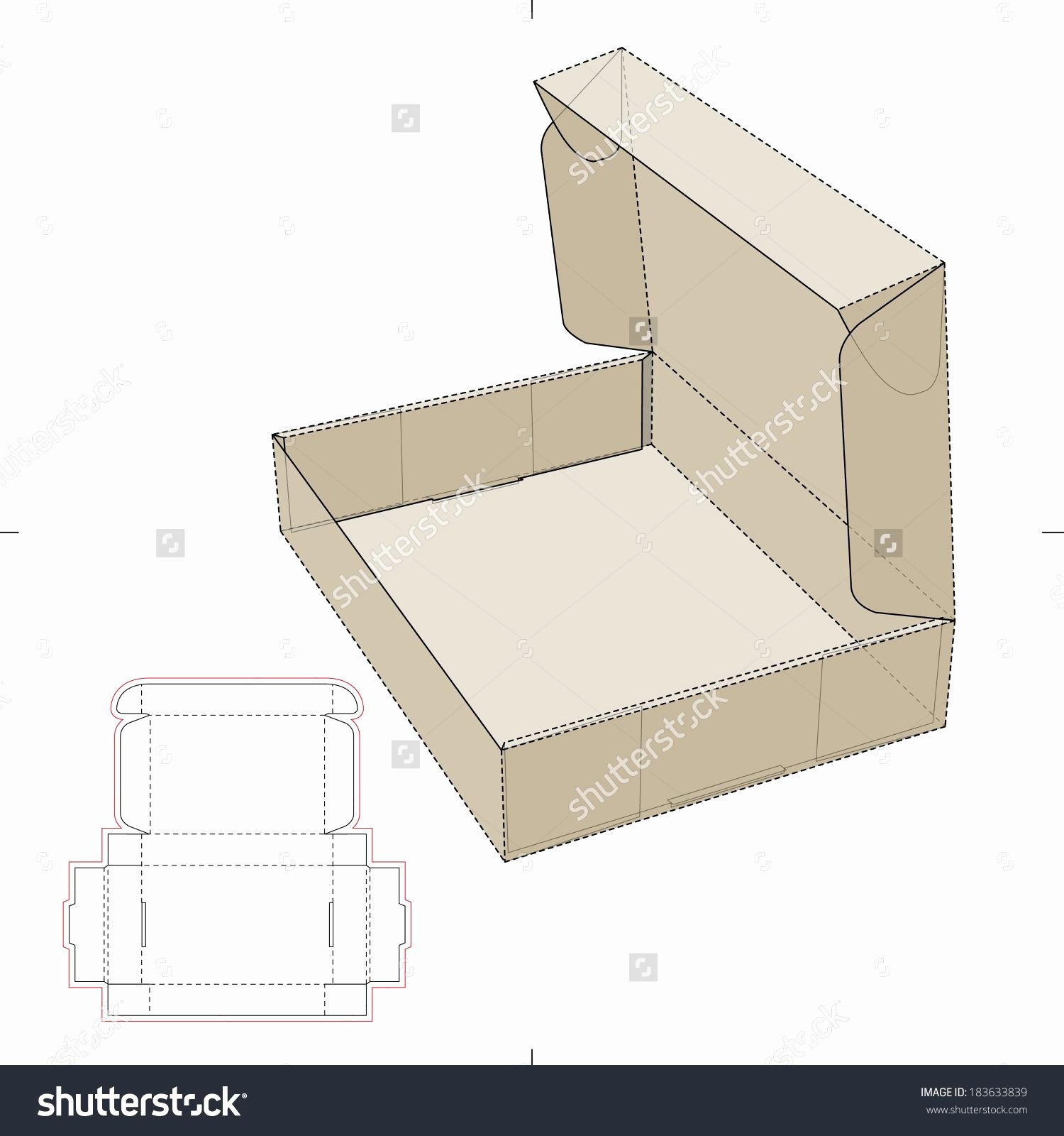 Box Cut Out Patterns Elegant Cardboard Flat Box with Die Cut Pattern Stock Vector