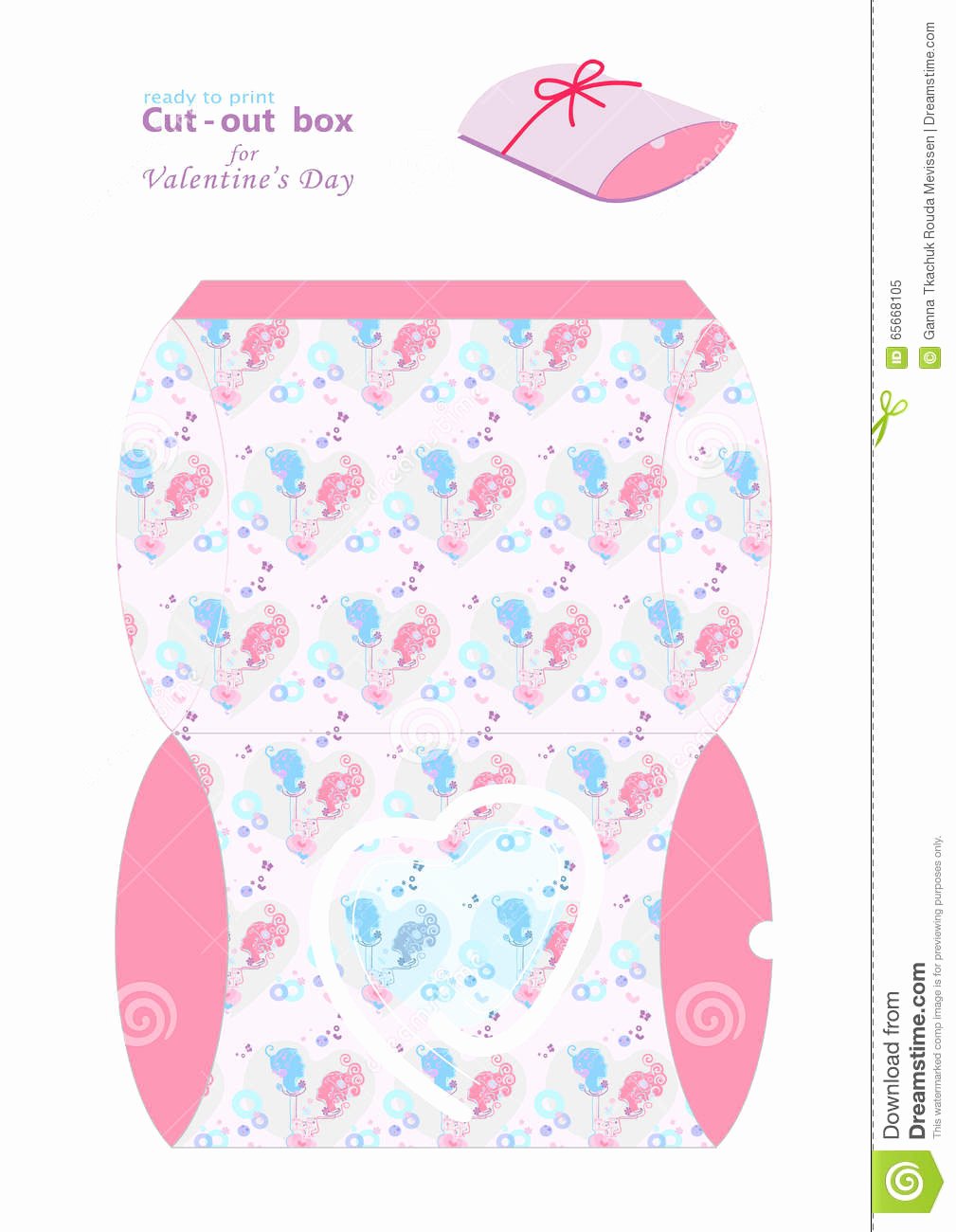 Box Cut Out Patterns Elegant St Valentine S Day Box for Cut Out Stock Vector Image