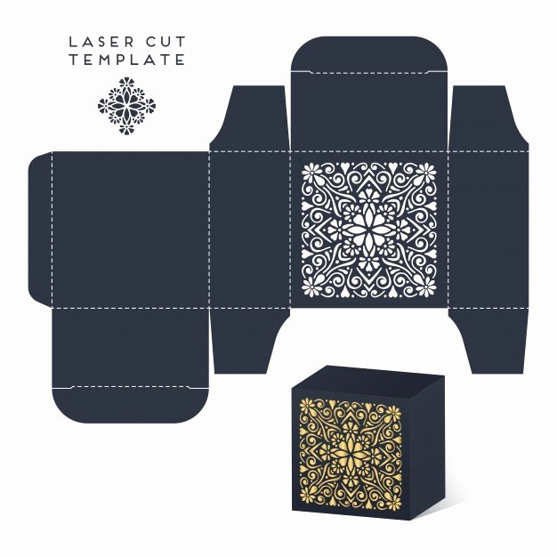 Box Cut Out Patterns Elegant Wedding Laser Cut Box with Mandala Vector