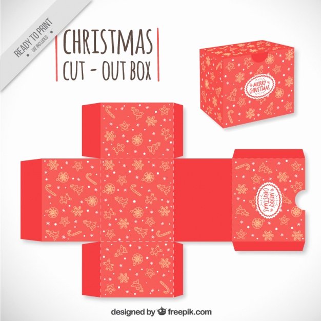 Box Cut Out Patterns New Red Christmas Cut Out Box Vector