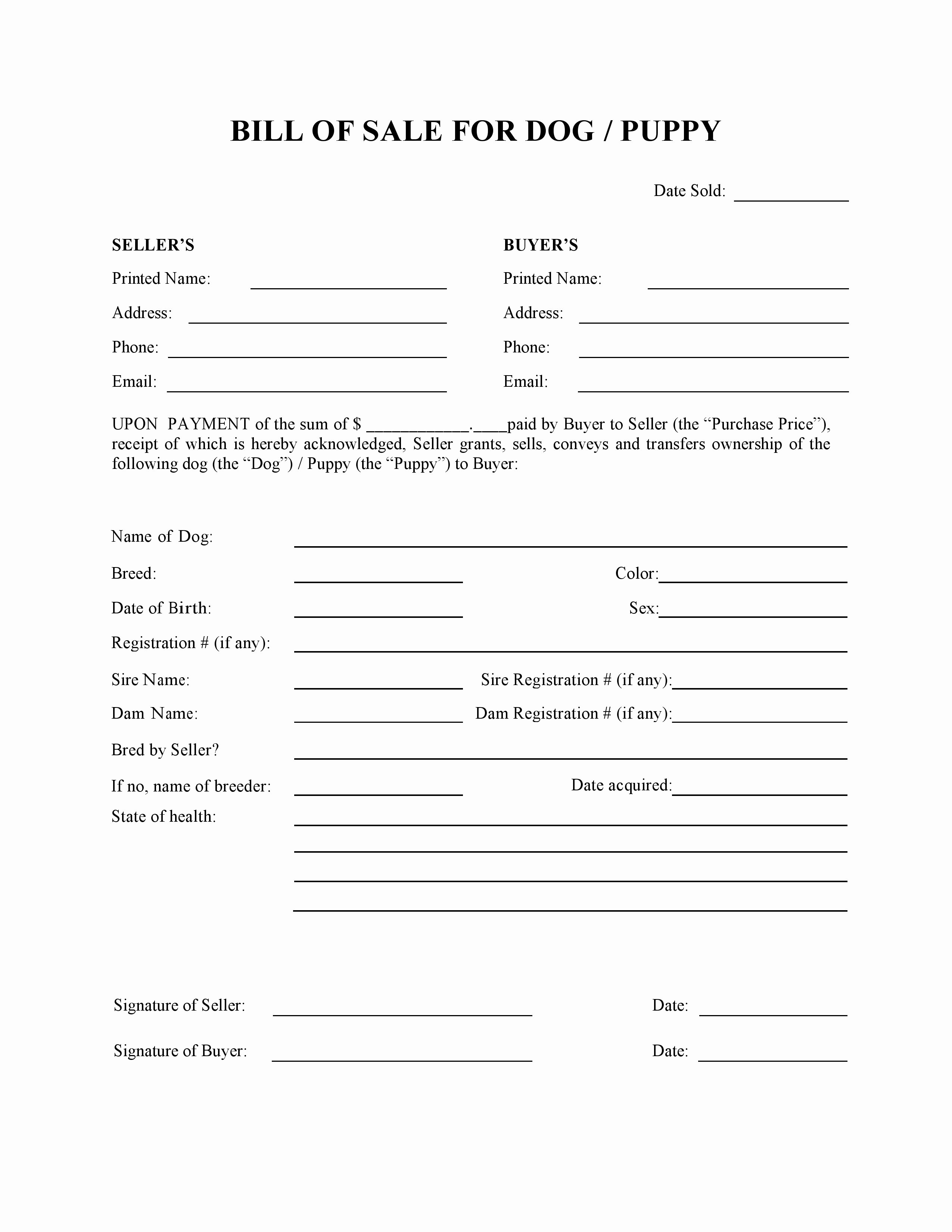 Breeding Contracts for Puppies Best Of Free Dog or Puppy Bill Of Sale form Pdf