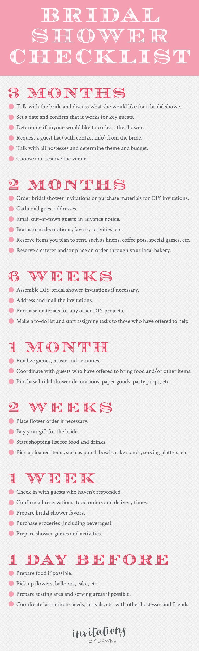 Bridal Shower Checklist Printable Awesome Bridal Shower Basics