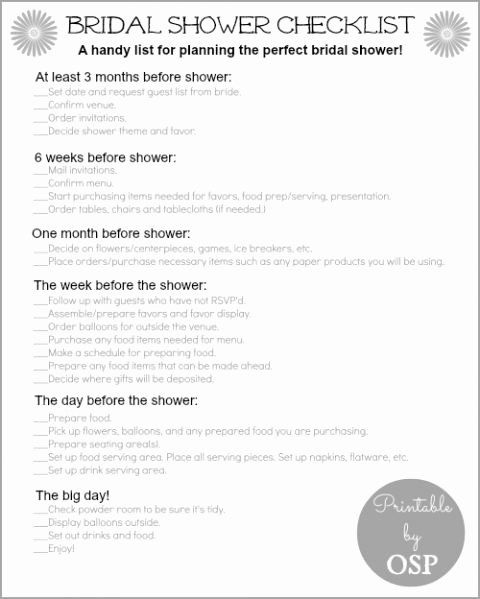 Bridal Shower Checklist Printable Elegant Bridal Shower Checklist From Sutton Place