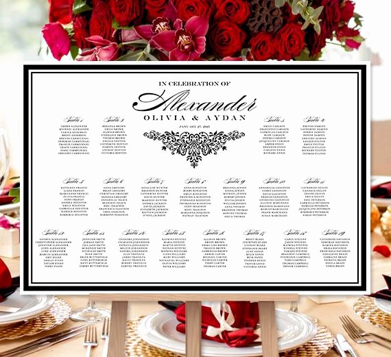 Bridal Shower Seating Chart Beautiful Wedding Seating Chart Poster Anna Maria Black White Print