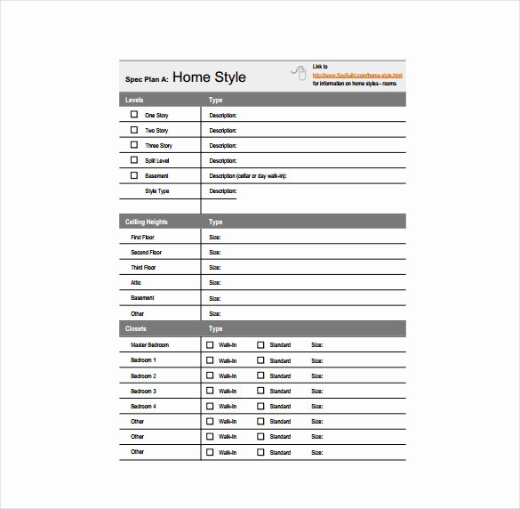 Builder Spec Sheet Template New 17 Specification Sheet Templates