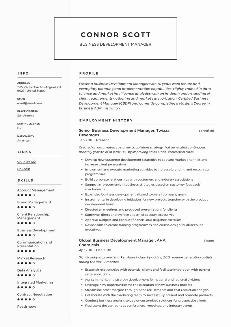 Business Development Manager Resume Fresh Business Development Manager Resume &amp; Guide