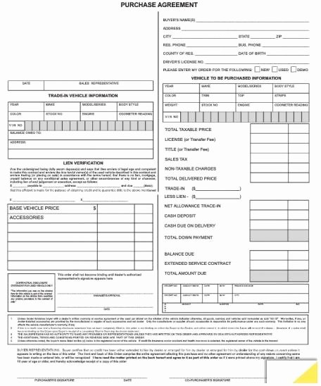 Buyer order for Car Awesome Purchase Agreement forms 7382