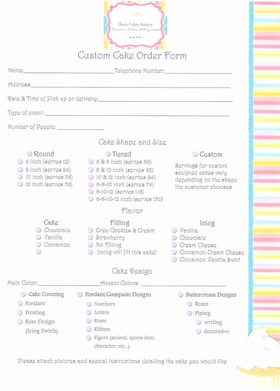 Cake order form Templates Elegant Custom Cake order form Fill Out This form and Send It to