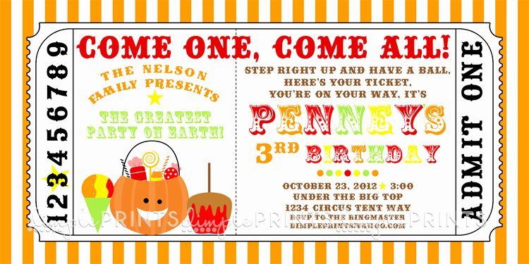 Carnival Invitation Templates Free Fresh Fall Carnival Printable Ticket Invite Dimple Prints Shop