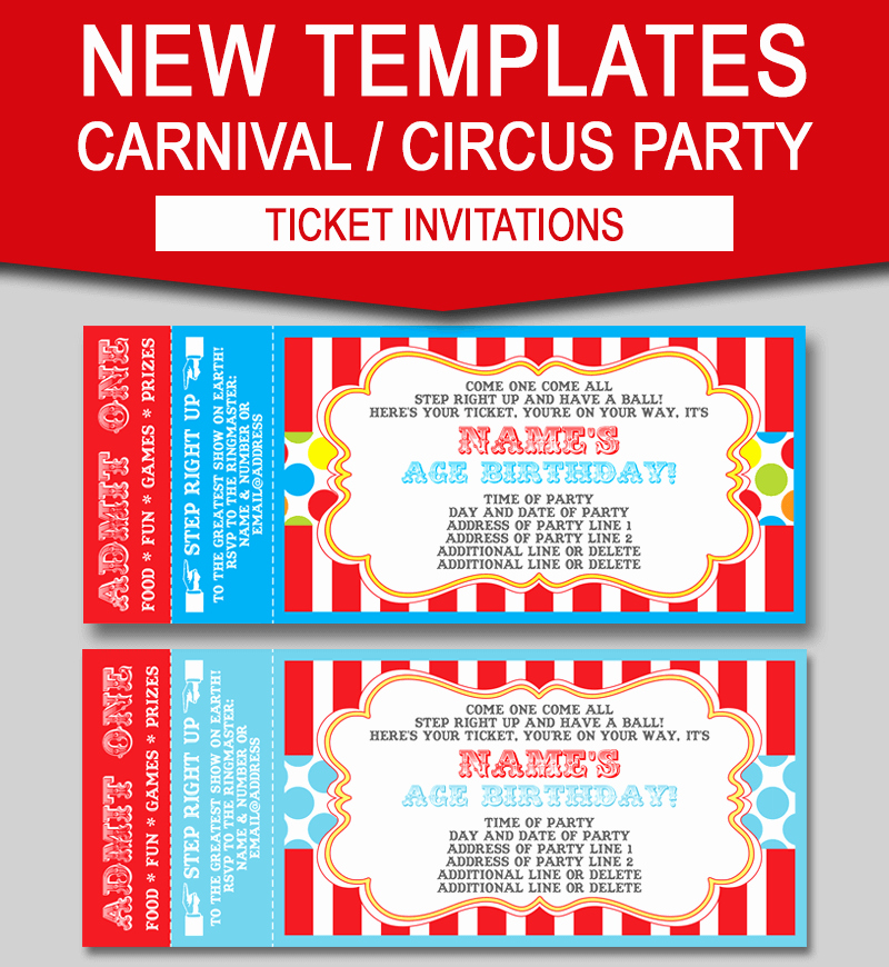 Carnival Invitation Templates Free Luxury Editable Carnival Ticket Invitations