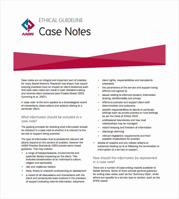 Case Note Example social Work Fresh 7 Case Notes Templates – Free Sample Example format