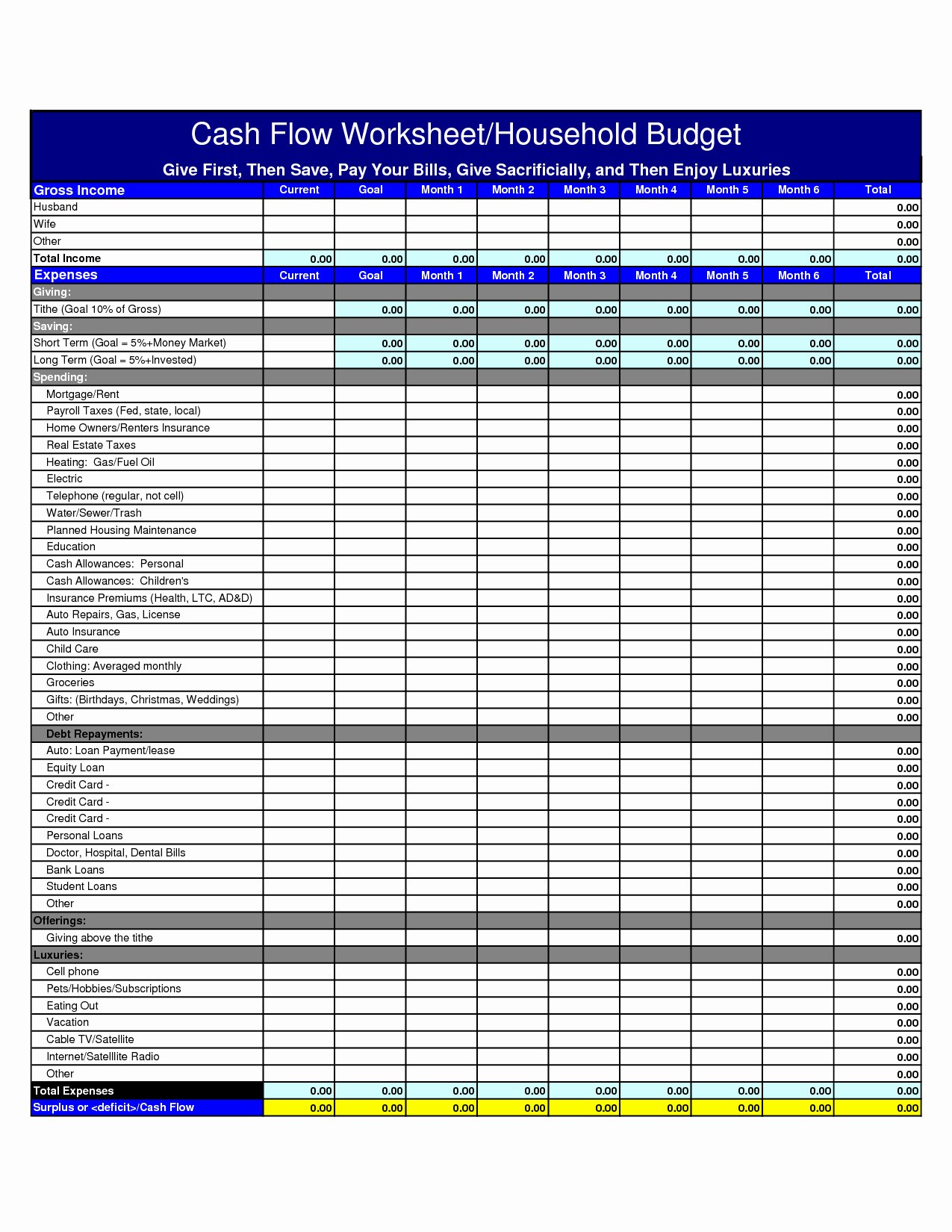 Cash Budget Template Excel Awesome Cash Flow Bud Spreadsheet within Cash Flow Bud