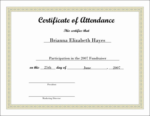 Certificate Of attendance Template Elegant Printable attendance Certificates