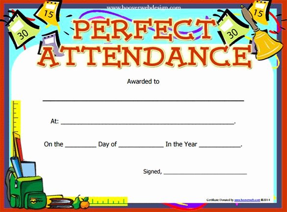 Certificate Of attendance Template Fresh Perfect attendance Certificate Template