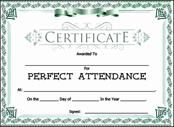 Certificate Of attendance Template Lovely attendance Award Certificate Template