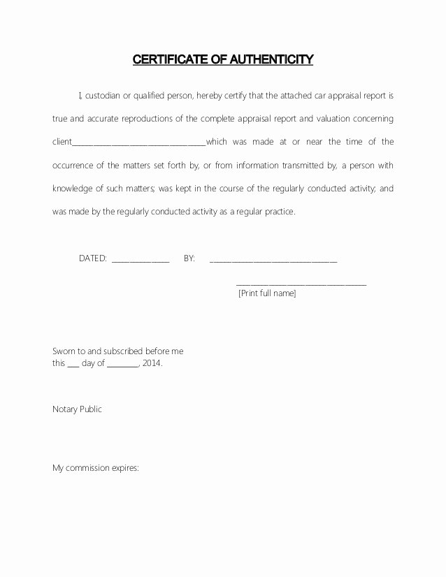 Certificate Of Authenticity form Unique Certificate Of Authenticity Insurance Claim